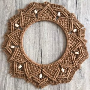 Macrame Wall-Mounted Mirrors in Brown Color by Velmora Living