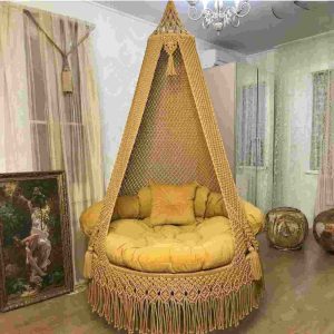 Bohemia Macrame Swing In Mustard Yellow Colour by Velmora Living
