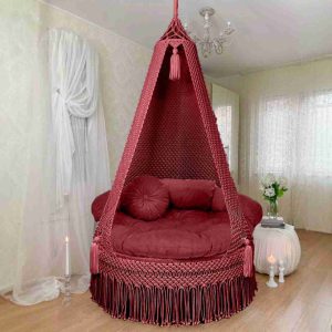 Macrame jhula In Maroon Colour by Velmora Living