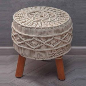 Luxurious Handmade Macrame Ottoman footstool by Velmora Living